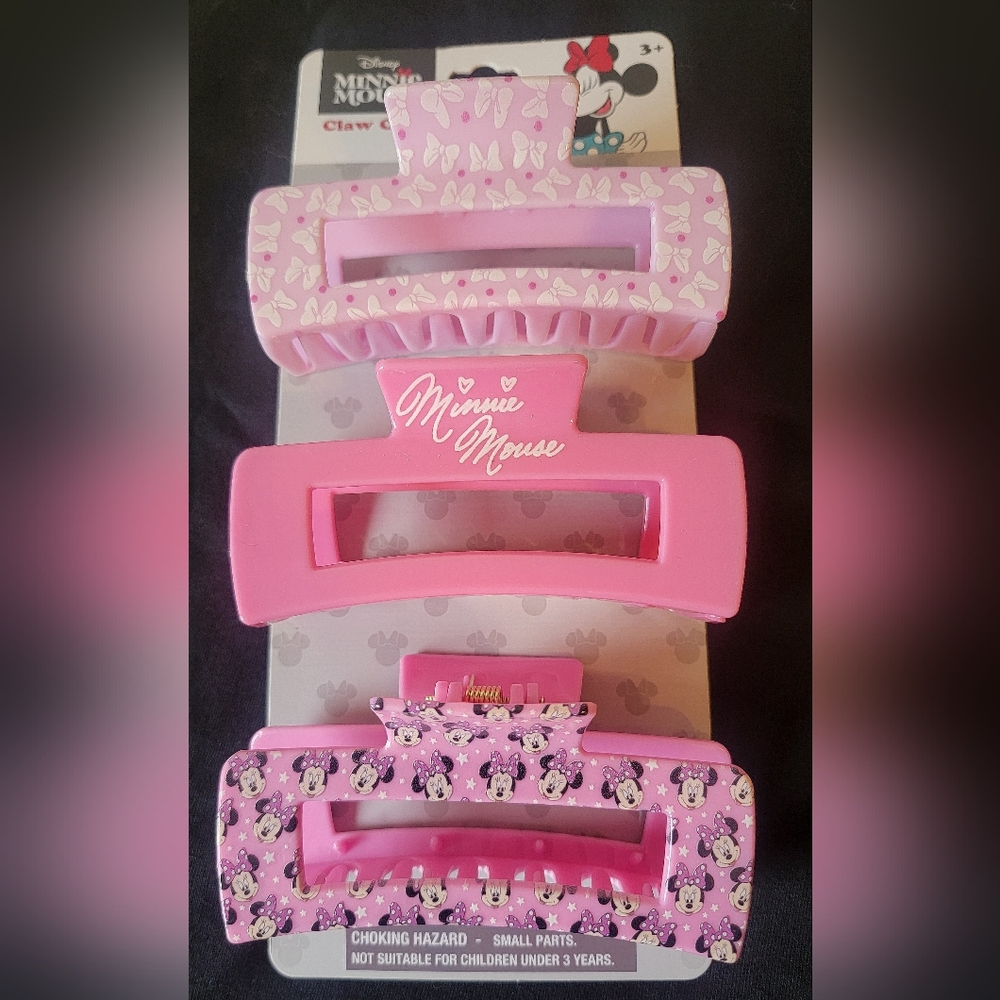 NWT! Disney Minnie Mouse Large Hair clip Set Claw Clip Jaw Clip - Picture 2 of 7